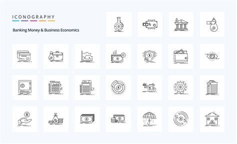 25 Banking Money And Business Economics Line Icon Pack 19666909 Vector