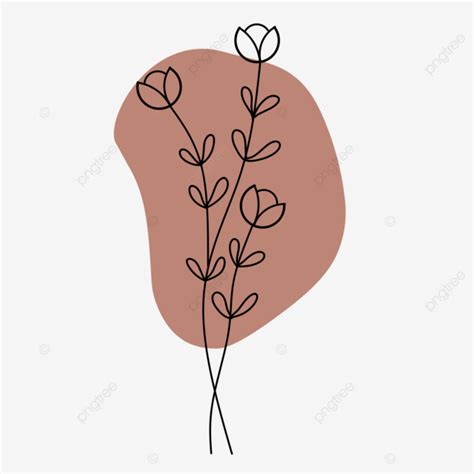 Editable Leaf And Flower Line Art Aesthetic Leaf Drawing Flower