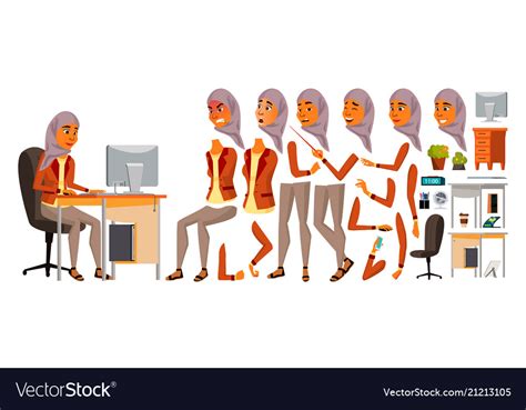 Arab woman office worker animated Royalty Free Vector Image