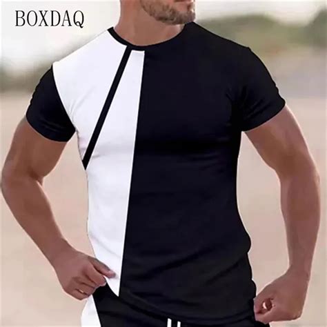 Men S Fashion T Shirts Short Sleeve Geometric Pattern 3d Printing