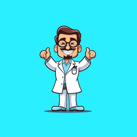 Feliz personaje médico lindo dando pulgares hacia arriba vector