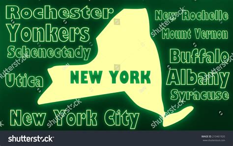 New York State Outline Map Cities 스톡 일러스트 210461920 Shutterstock