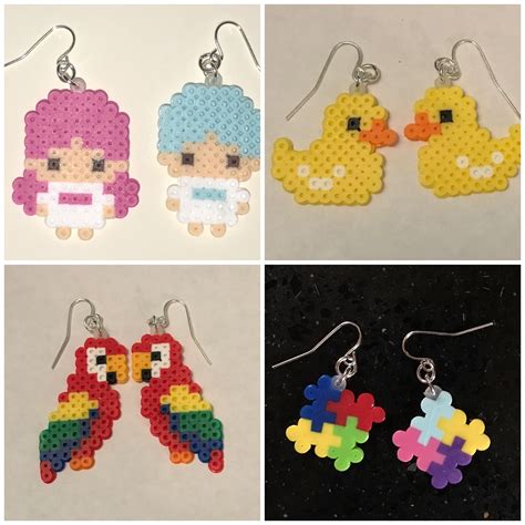 Perler Bead Earrings Perler Beads Designs Perler Beads Bead Designs