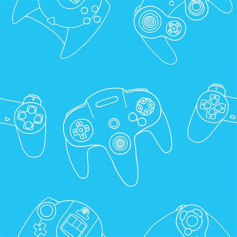 Seamless Pattern Of Game Controllers Vector Illustration In Hand Drawn