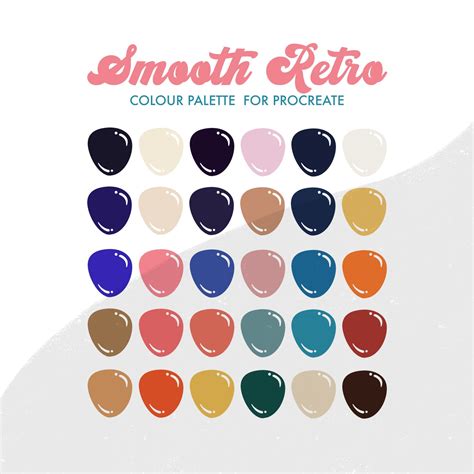 Smooth Retro Colour Palette For Procreate 30 Coloursswatches Etsy Canada