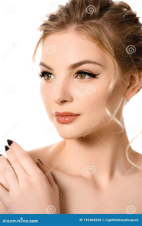 Naked Beautiful Blonde Woman With Makeup Stock Photo Image Of Face