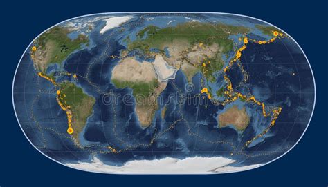 Arabian Tectonic Plate. Satellite. Natural Earth II. Earthquakes Stock ...