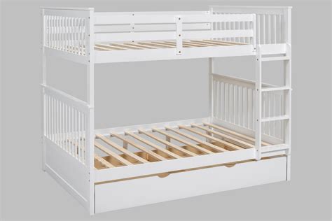 BB31 Full/Full Bunk Bed w/Twin Trundle White