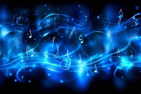 Music Notes On A Blue Background Premium Ai Generated Image