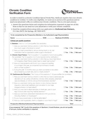 Fillable Online Chronic Condition Verification Form Fax Email Print