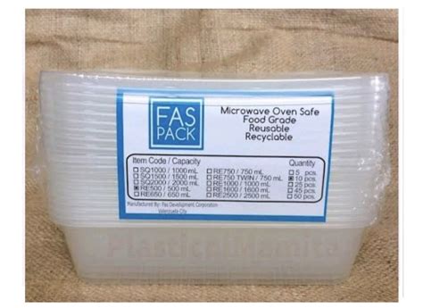 Fas Pack Microwaveable Container 10 Pieces Per Pack RE 500 Furniture