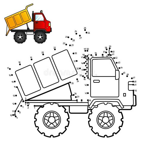 Dot To Dot Dump Truck Isolated Coloring Page Stock Vector