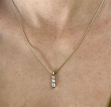 14k Yellow Gold Diamond Pendant Necklace 0.50ctw - Etsy