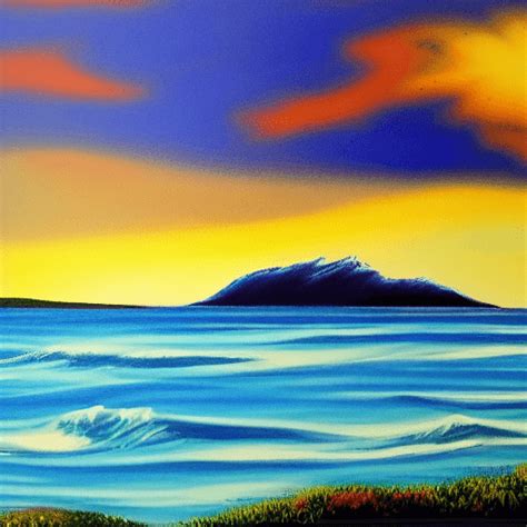 Bob Ross Seascape Graphic Creative Fabrica