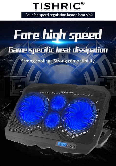 Tishric Laptop Stand Cooling 4fans Base Cooler Notebook Support Lcd