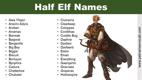 Best Half Elf Names - Pet Names Vocab