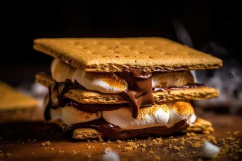 Premium Ai Image A Stack Of Smores With Chocolate And Marshmallows