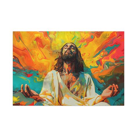 Ethereal Psychedelic Jesus Meditating Canvas Art Christian Wall Decor