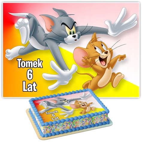 PROSTOKĄTNY OPŁATEK NA TORT TOM I JERRY Imię i Wiek pt 15179214458