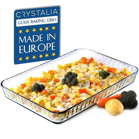 Crystalia 16inx11in Glass Baking Dish for Oven, Casserole Dish ...