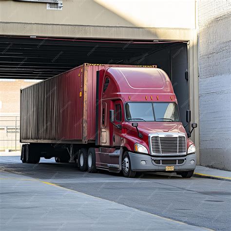 Premium Photo | Semi truck loading with container at loading dock