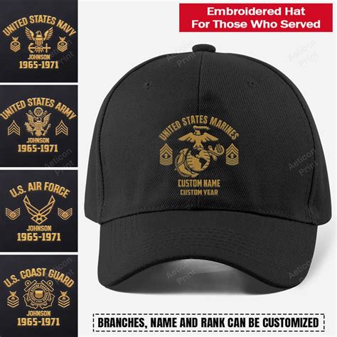 Customized U S Army Veteran Hat Embroidered Classic Cap Personalized W