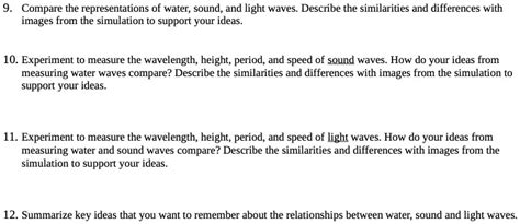 SOLVED Compare The Representations Of Water Sound And Light Waves