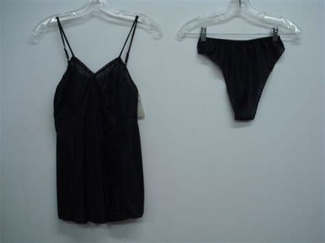 USA Made Nancy King Lingerie Baby Doll W Thong Sleepwear Large Black Q EBay