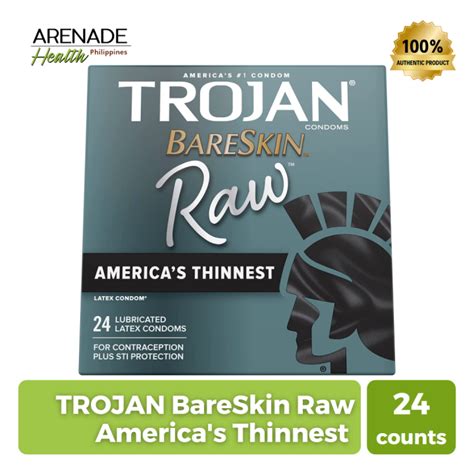 Trojan Bareskin Raw Lubricated Latex Condoms Count Lazada Ph