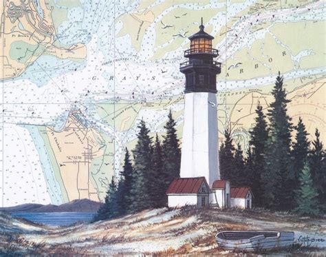 Grays Harbor Lighthouse (Older version) - Chart Art Prints