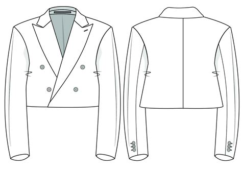 Womens Cropped Blazer Vector Flat Sketch For Adobe Etsy