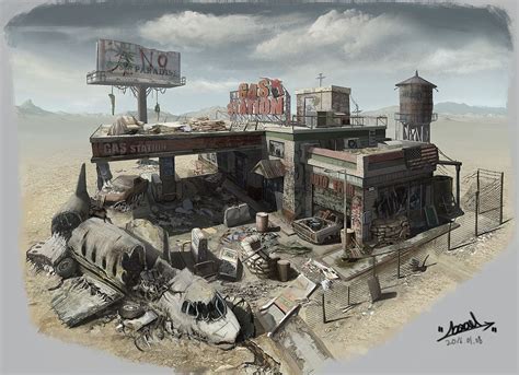 Abandoned gas station | Apocalypse world, Post apocalyptic city, Post ...