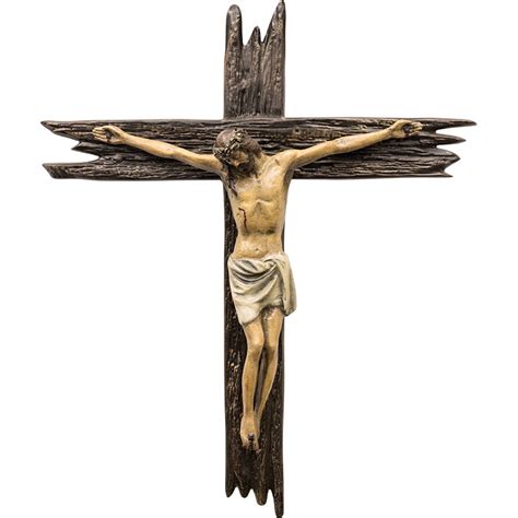 Kruzifix aus Metallguss Jesus am Kreuz Skulptur für Kirchen und