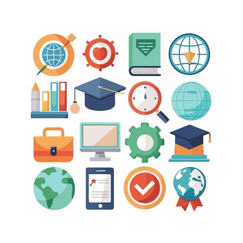 premium vector realistic education  learning icons set