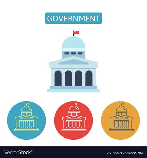 Government Building Flat Icons Set Royalty Free Vector Image