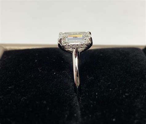 3 1ct Certified Emerald Cut Hidden Halo Diamond Ring Etsy