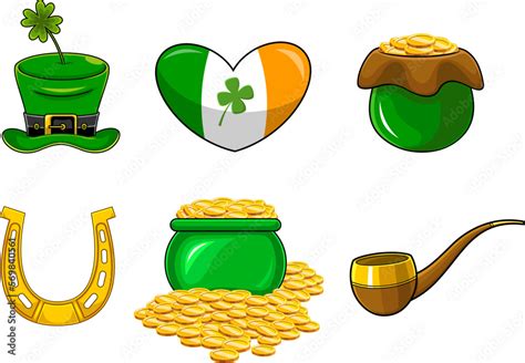 St. Patrick's Day Symbols. Vector Hand Drawn Collection Set Isolated On ...