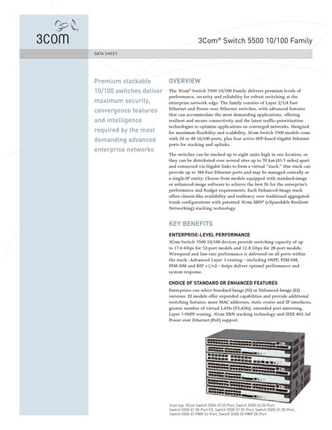 3COM 5500-EI SWITCH DATASHEET | ManualsLib