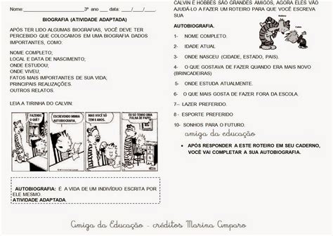 Gênero Textual Biografia Atividades - AMIGA DA EDUCAÇÃO.: Gênero textual: biografia. Atividades gênero ...