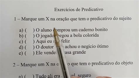 Exercicios Predicativo Do Sujeito E Objeto BRAINCP