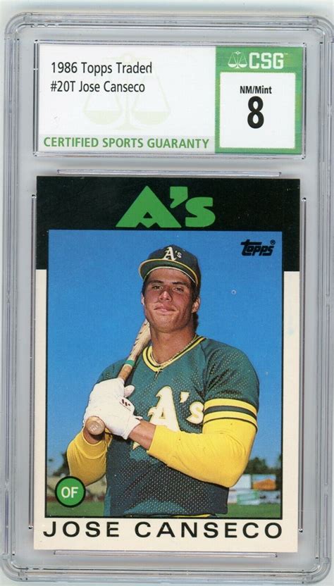 JOSE CANSECO 1986 Topps Traded 20T Oakland Athletics Rookie RC CSG 8