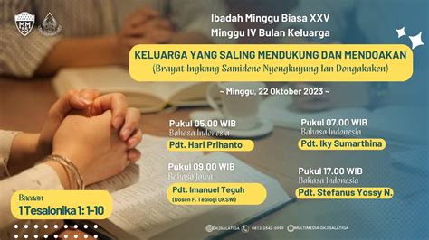 Ibadah Minggu Biasa Xxv Bahasa Indonesia Gkj Salatiga 22 Oktober