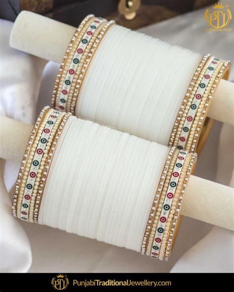 Dotted White Pearl Bridal Chura | Punjabi Traditional Jewellery ...