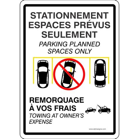 Affiche De Stationnement Bilingue Stationnement Espaces Pr Vus Seulement