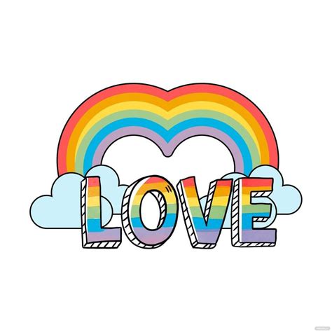 Rainbow Love Vector In Illustrator Svg  Eps Png Download