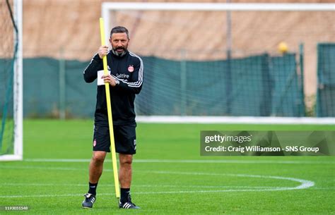 Aberdeen manager, Derek McInnes, during an Aberdeen open training ...