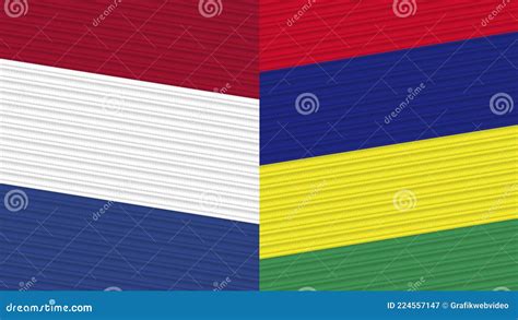 Mauritius And Netherlands Two Half Flags Together Stock Illustration