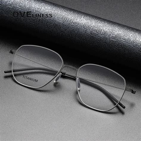 Pure Titanium Optical Glasses Frame Men Women Square Myopia