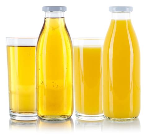 Premium Photo Apple And Orange Juice Fresh Glass Bottle Isolated On White