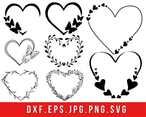 Heart Frame Svg Bundle Heart Svg Png Heart Frame Clipart Art Svg